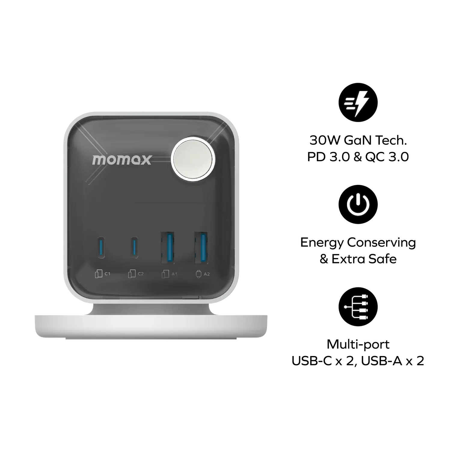 momax-1charge-work-flow-3outlet-gan-power-cube-25w-with-usb-ports-info-01