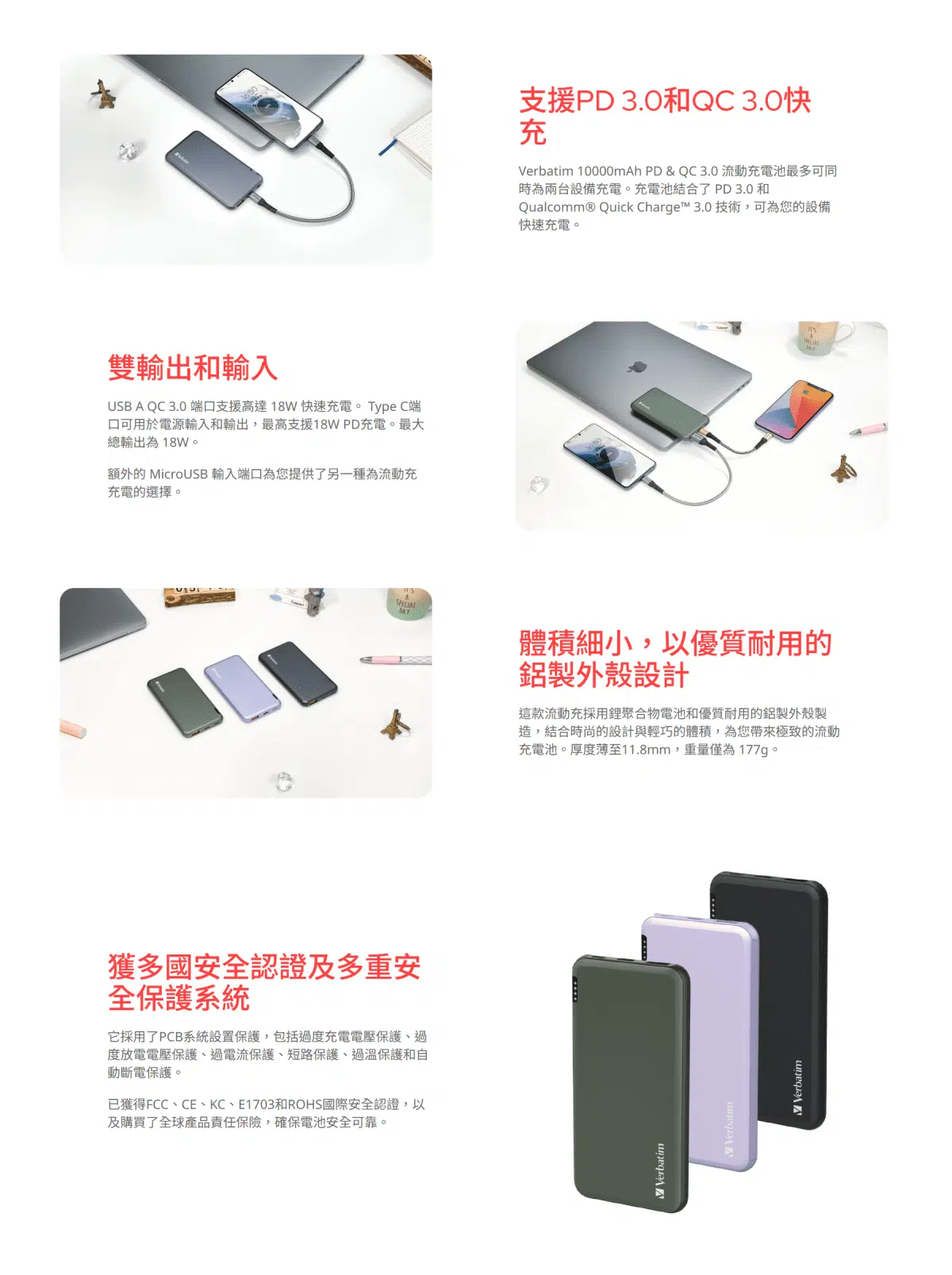 verbatim-10000mAh-pd-qc3.0-power-pack-purple-66441-grey-66439-c