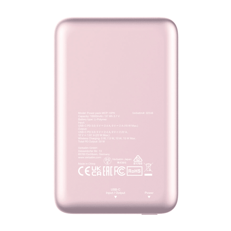 verbatim-mcp-10pk-10000mah-magnetic-wireless-power-pack-pink-32248-03