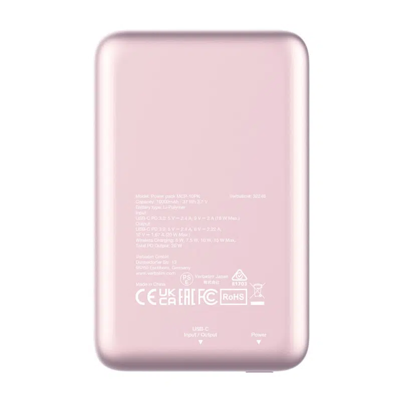 verbatim-mcp-10pk-10000mah-magnetic-wireless-power-pack-pink-32248-03