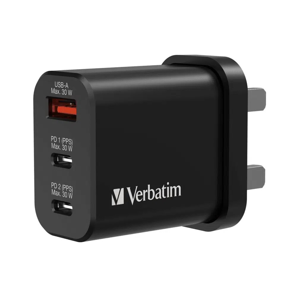 verbatim-3-port-30w-pd3.0-qc3.0-gan-charger-66947-02