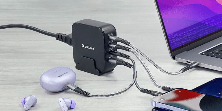 verbatim-4-port-150w-pd-qc3.0-gan-charger-ac-power-cord-stand-66910-11