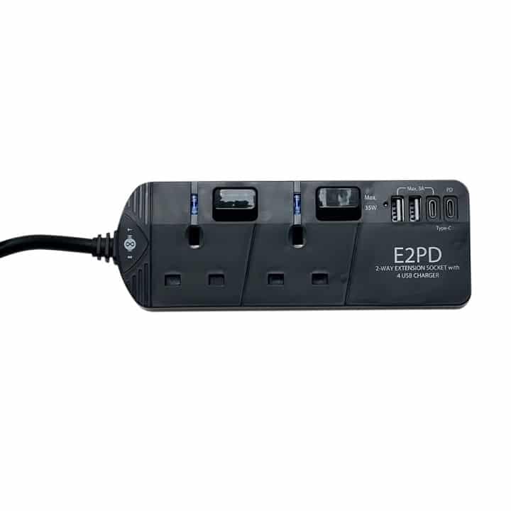 eight-e2pd-2-way-extension-socket-with-4-usb-charger-black-e2pd-black