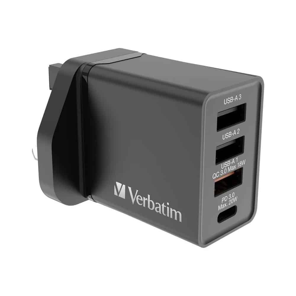 verbatim-4-port-30w-pd-qc-3.0-usb-charger-black-66892-01