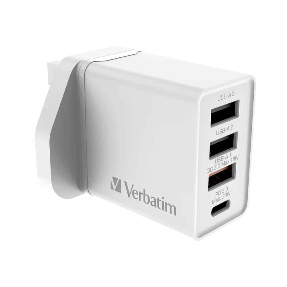 verbatim-4-port-30w-pd-qc-3.0-usb-charger-white-66897-01