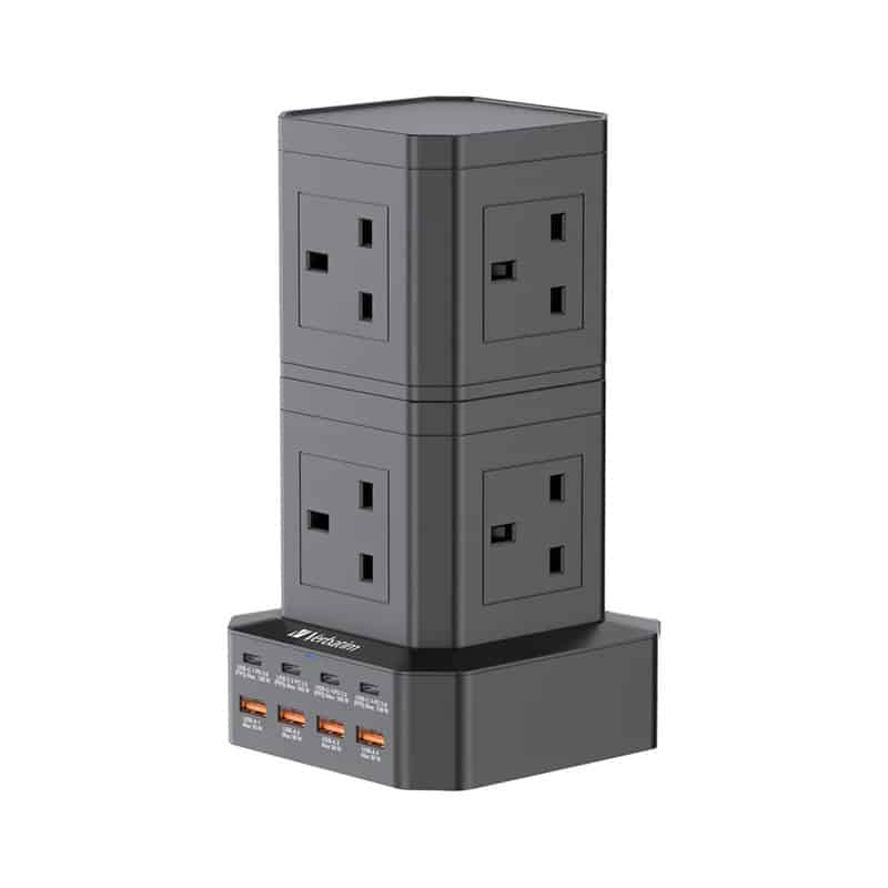 verbatim-8-ac-outlet-8-port-100w-pd-qc-3.0-power-strip-black-66962-01
