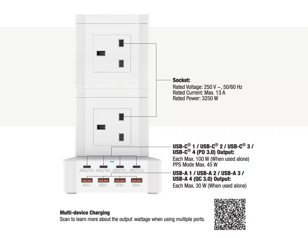 verbatim-8-ac-outlet-8-port-100w-pd-qc-3.0-power-strip-black-66962-12