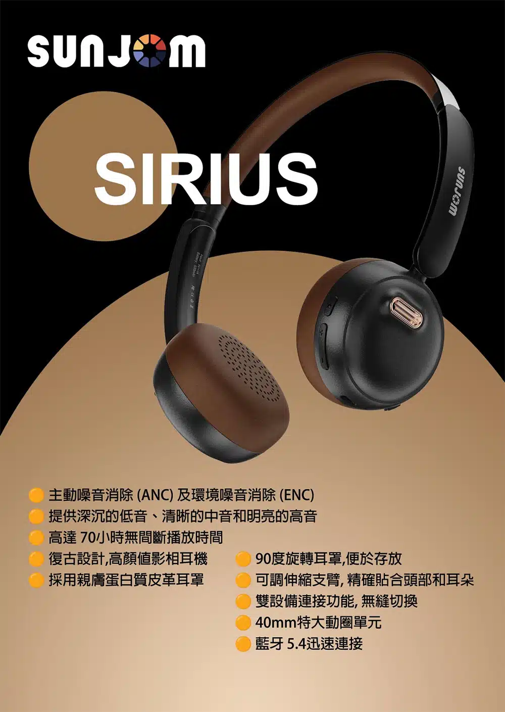 【清貨】SUNJOM Sirius 頭戴式藍牙耳機 | 藍色 (SJ-0009-BLUE) - Vertex