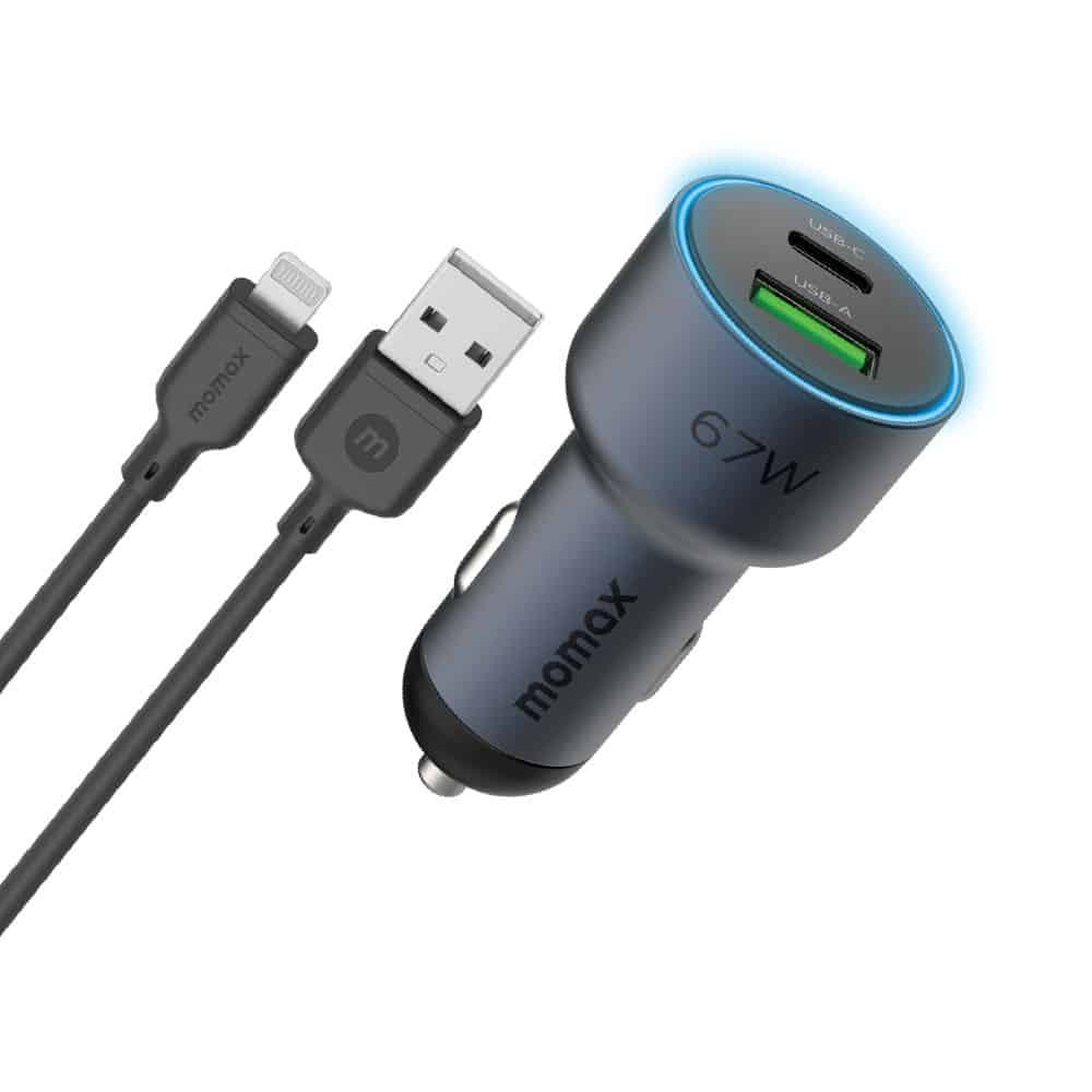 momax-move-67w-dual-port-car-charger-with-lightning-charging-cable-uc16gsl-01